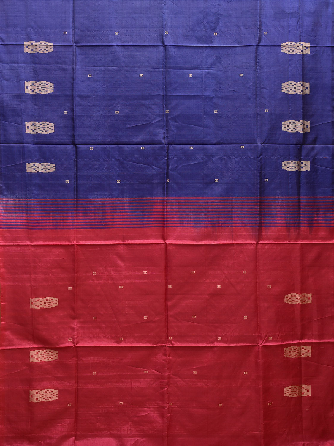 Dark Blue and Pink Banana Silk Saree with Small Buta and Contrast Pallu Design No Blouse o0490