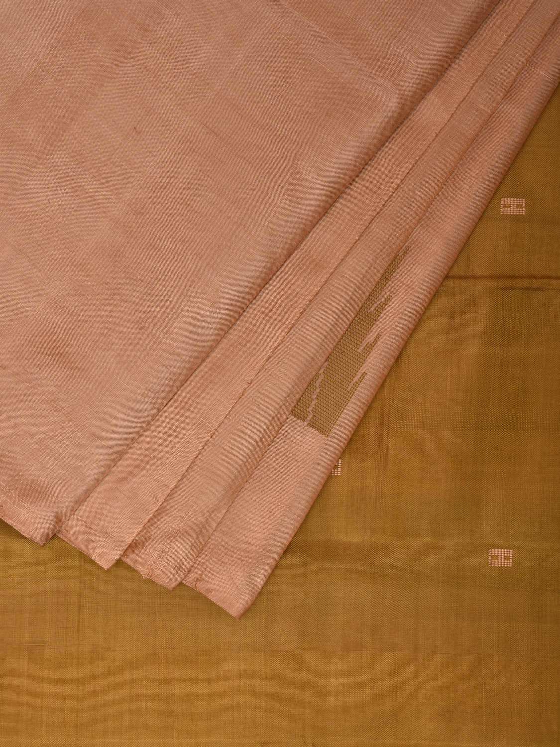 Cream and Olive Banana Silk Saree with Small Buta and Contrast Pallu Design No Blouse o0491