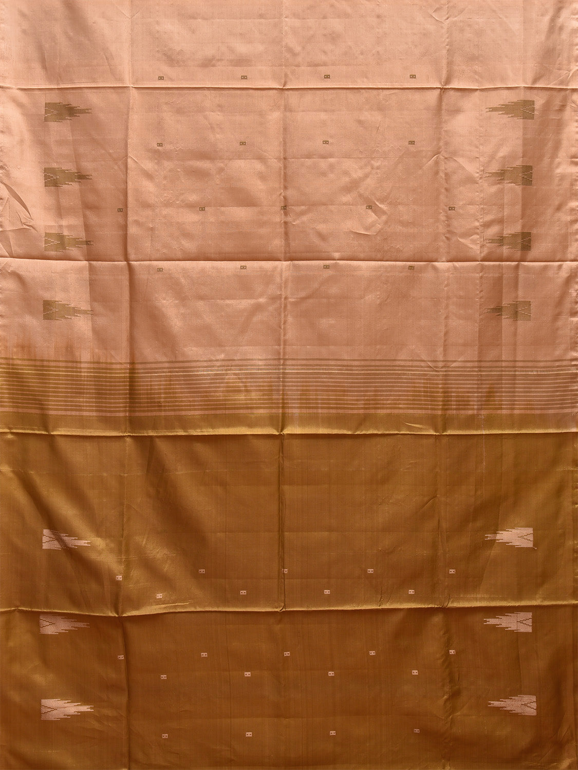 Cream and Olive Banana Silk Saree with Small Buta and Contrast Pallu Design No Blouse o0491