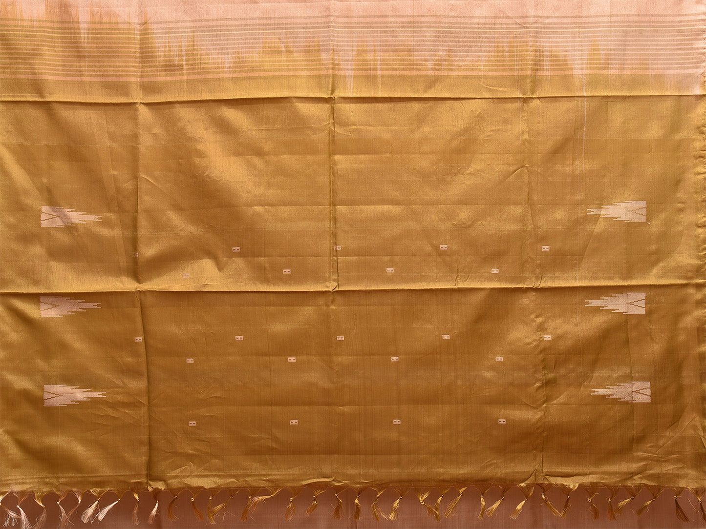 Cream and Olive Banana Silk Saree with Small Buta and Contrast Pallu Design No Blouse o0491