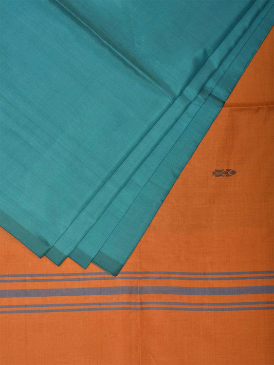 Turquoise and Mustard Banana Silk Saree with Small Buta and Contrast Pallu Design No Blouse o0492