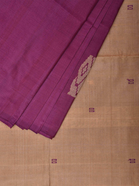 Purple and Cream Banana Silk Saree with Small Buta and Contrast Pallu Design No Blouse o0494