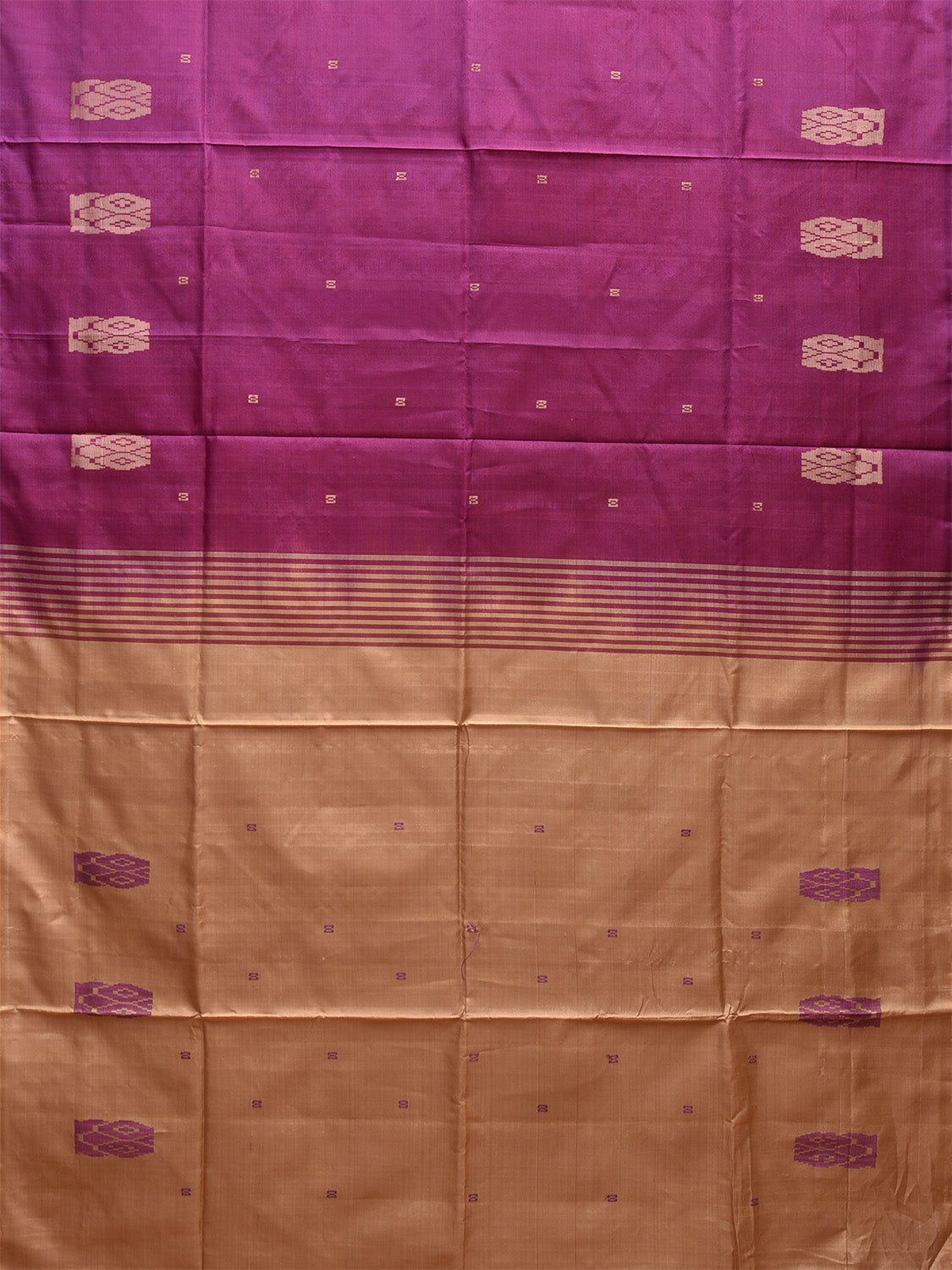 Purple and Cream Banana Silk Saree with Small Buta and Contrast Pallu Design No Blouse o0494