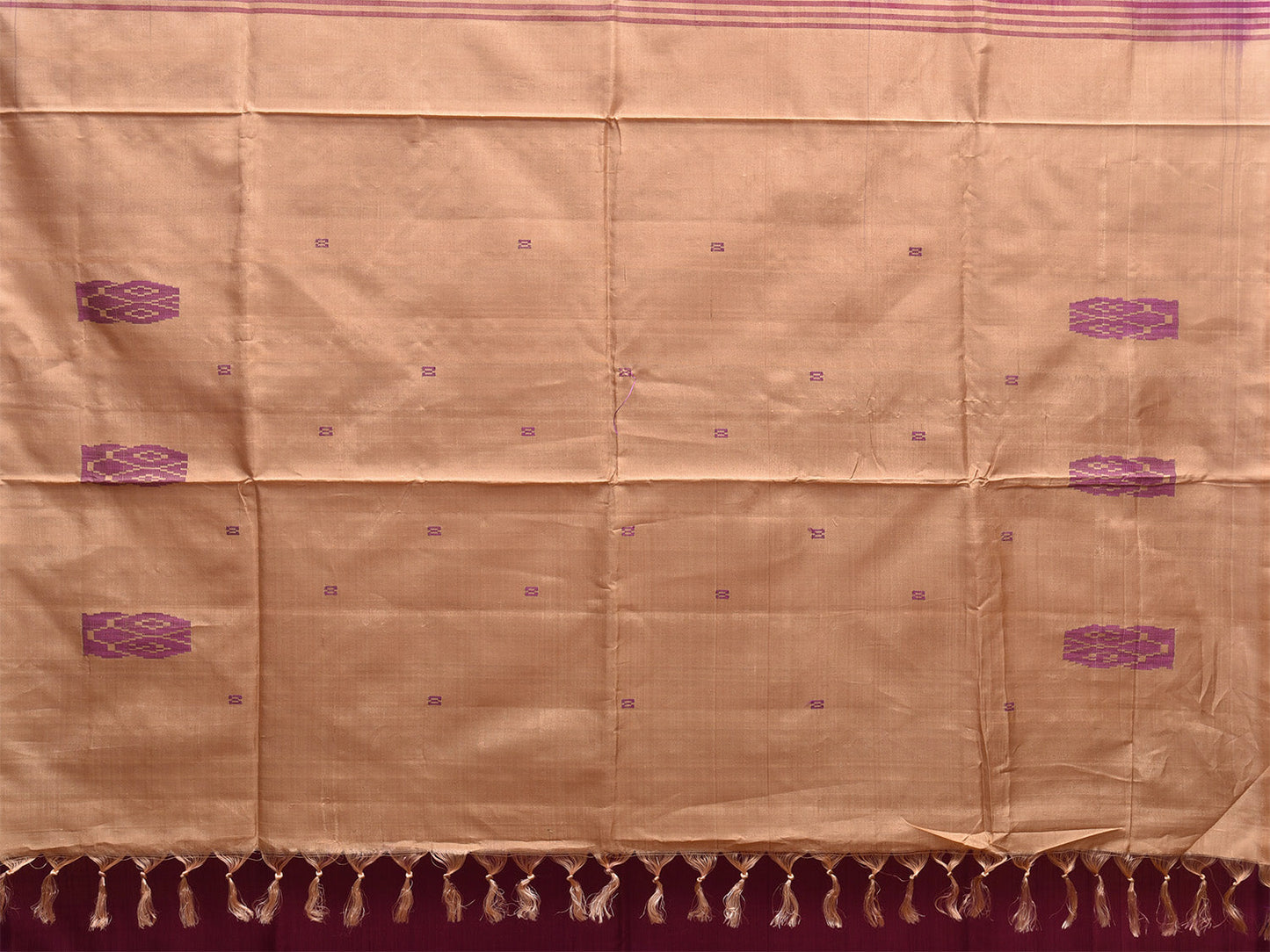 Purple and Cream Banana Silk Saree with Small Buta and Contrast Pallu Design No Blouse o0494