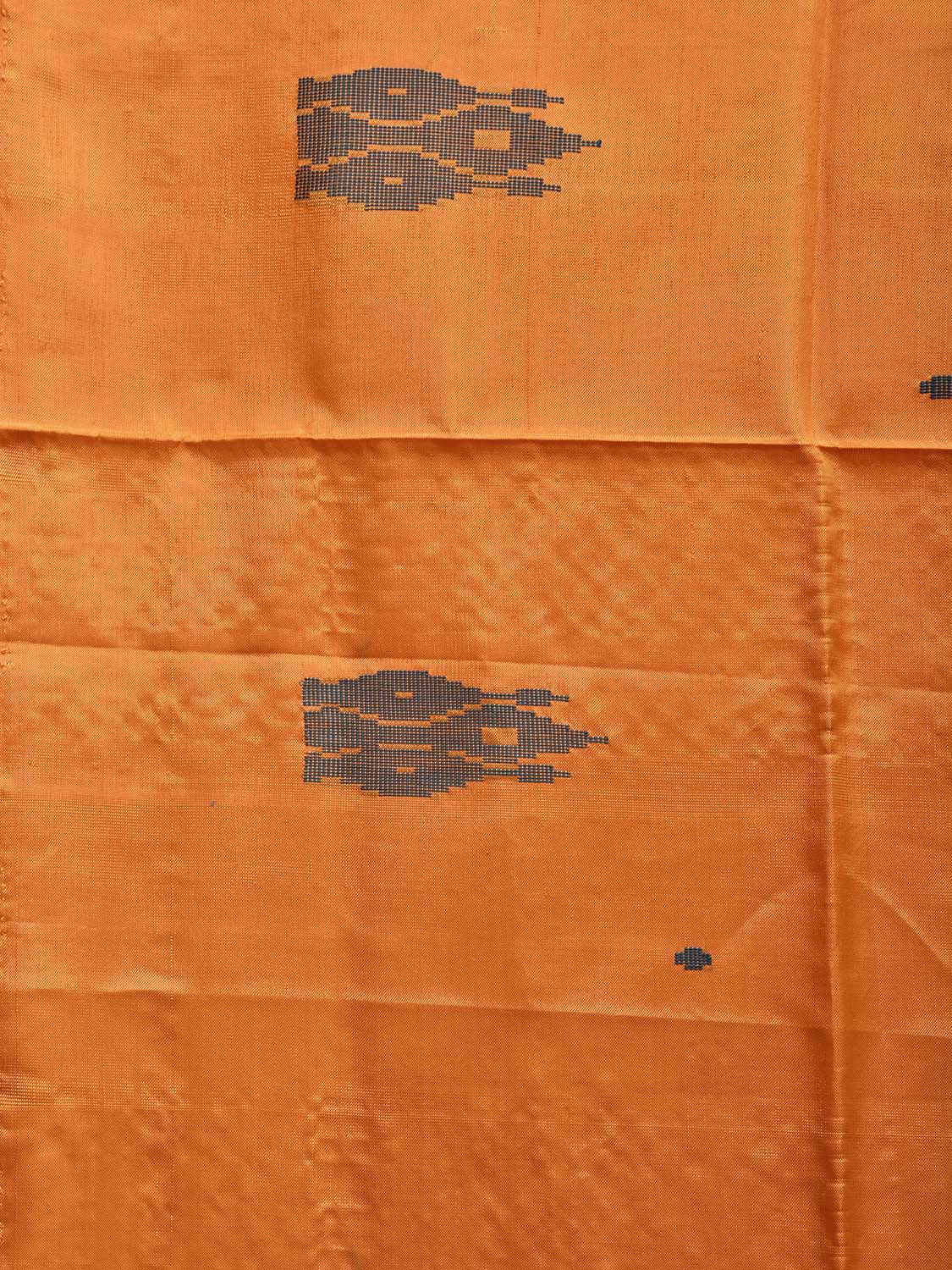 Orange and Turquoise Banana Silk Saree with Small Buta and Contrast Pallu Design No Blouse o0498