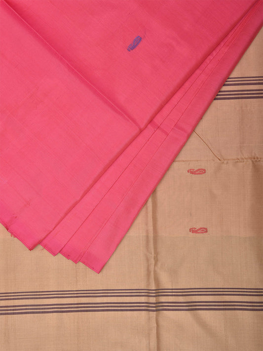 Baby Pink and Cream Banana Silk Saree with Small Buta and Contrast Pallu Design No Blouse o0499