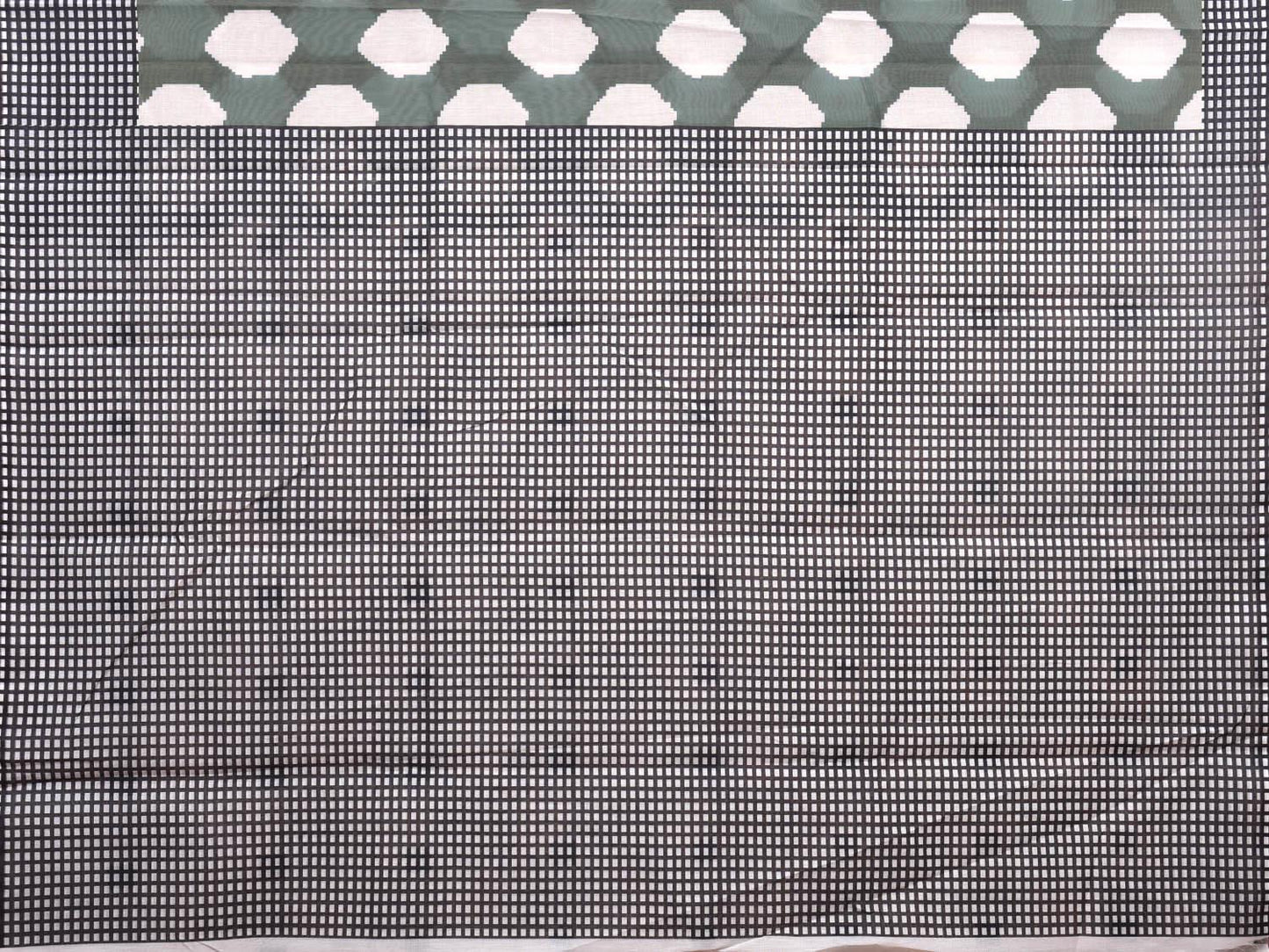 Olive Cotton Saree with Big Polka Dots and Checks Digital Print Design o0500