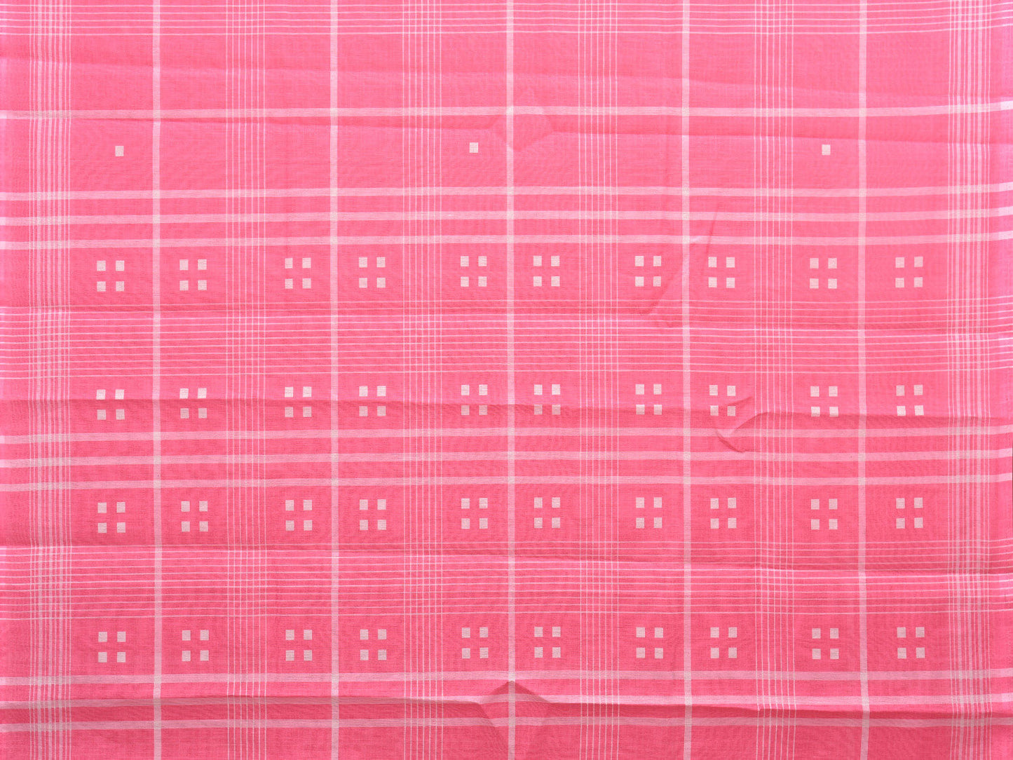 Baby Pink Venkatagiri Cotton Saree with Checks Digital Print Design o0504