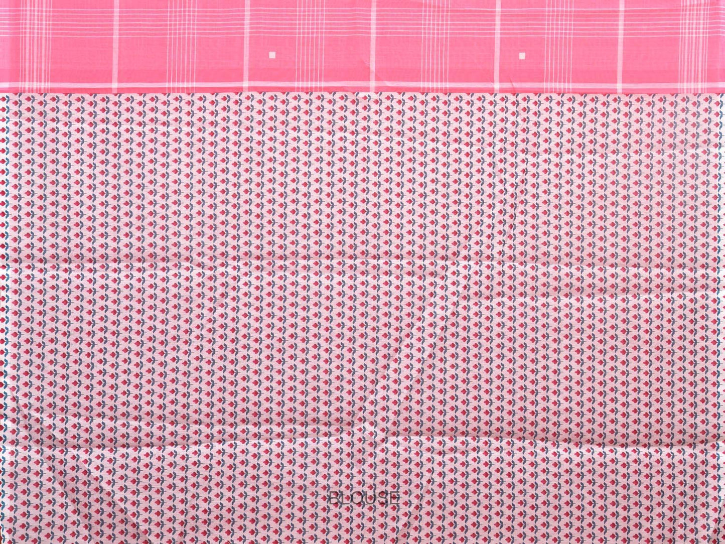 Baby Pink Venkatagiri Cotton Saree with Checks Digital Print Design o0504