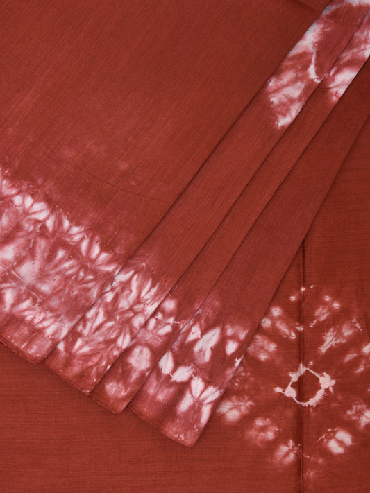 Rust Shibori Cotton Silk Saree with Big Body Buta and Border Design No Blouse o0508