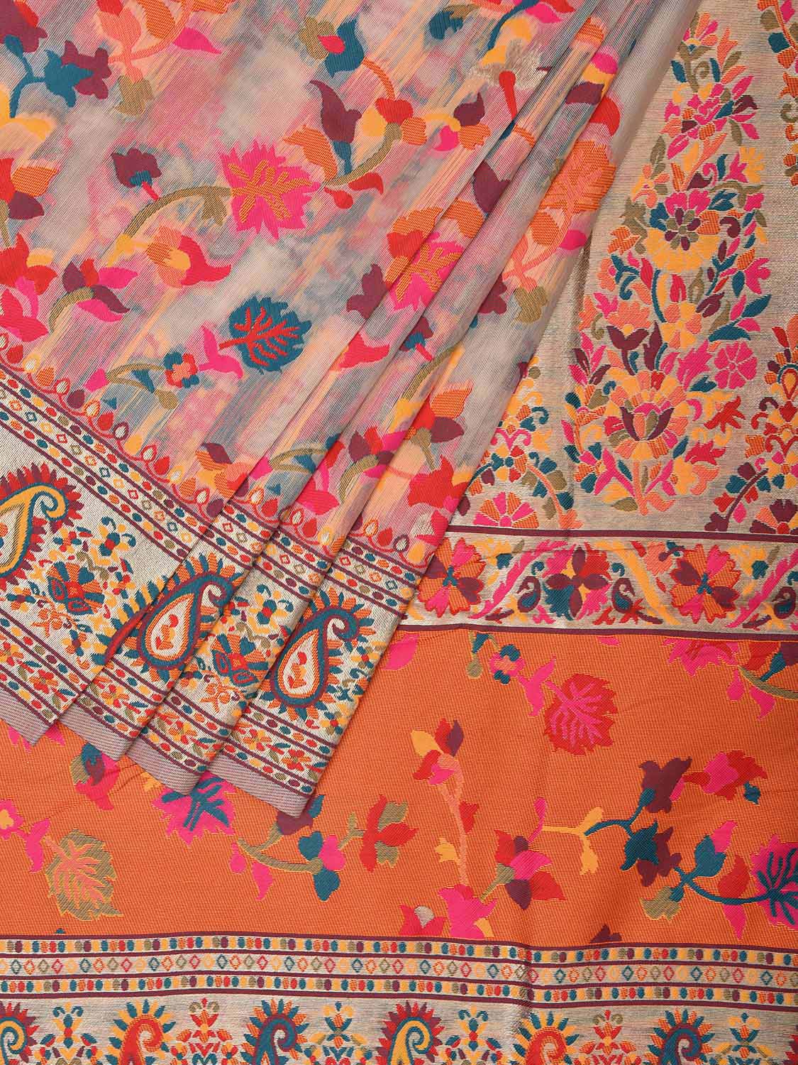 Multicolor Jacquard Cut Work Kashmiri Pashmina Design on Soft Modal Silk  o0513