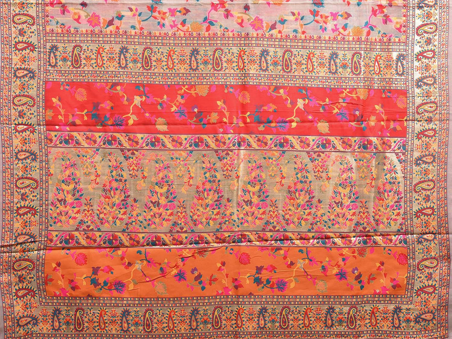 Multicolor Jacquard Cut Work Kashmiri Pashmina Design on Soft Modal Silk  o0513