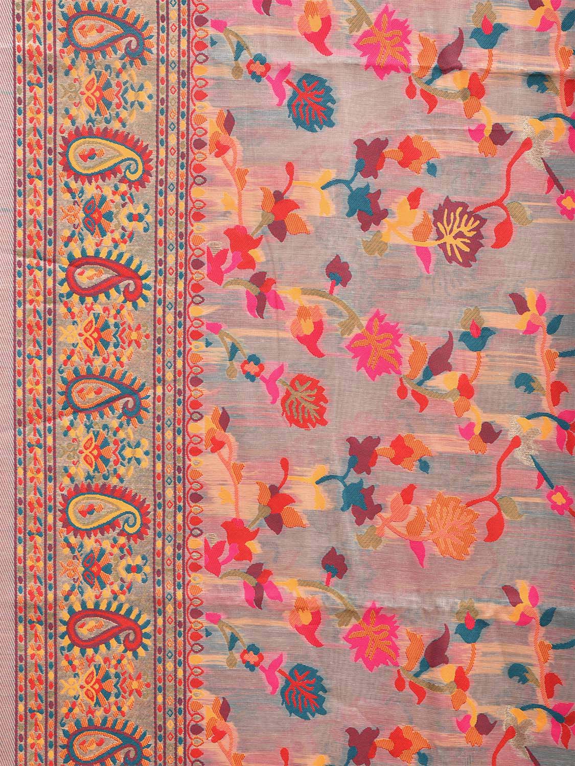 Multicolor Jacquard Cut Work Kashmiri Pashmina Design on Soft Modal Silk  o0513