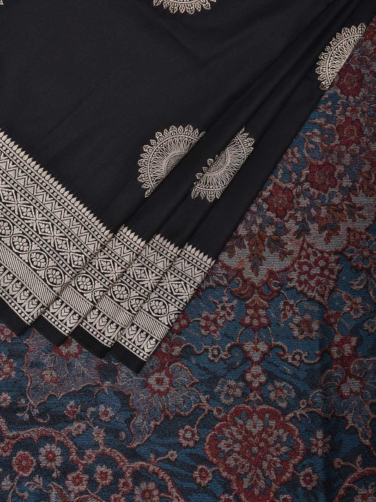Black and Blue Jacquard Viscose Silk Saree with Body Buta and Pallu Design o0596