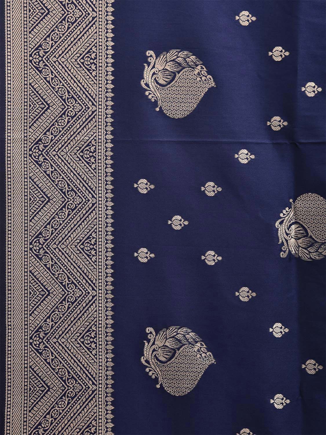 Navy Viscose Blend Silk Saree, Design Woven on Electronic jacquard Loom. No Floating at Back Side  o0598
