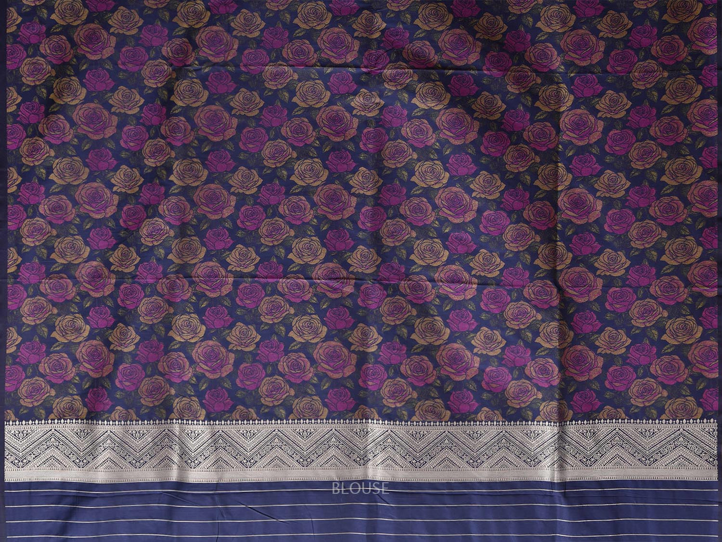 Navy Viscose Blend Silk Saree, Design Woven on Electronic jacquard Loom. No Floating at Back Side  o0598
