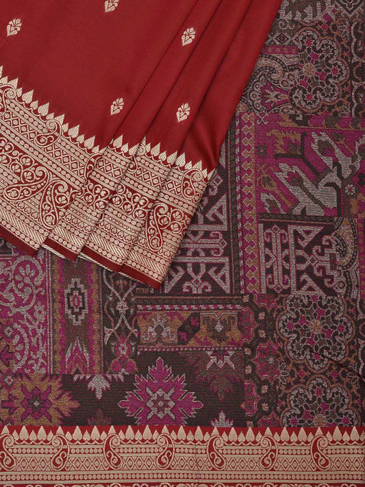 Red Viscose Blend Silk Saree, Design Woven on Electronic jacquard Loom. No Floating at Back Sideo0599