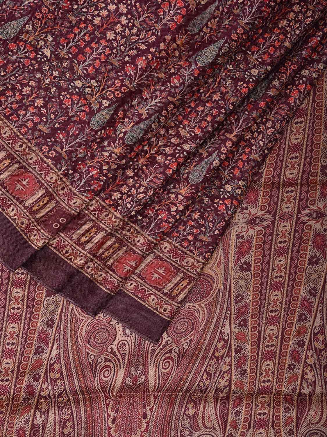 Maroon Pashmina Print Viscose Saree with Floral Body and Pallu Design o0601
