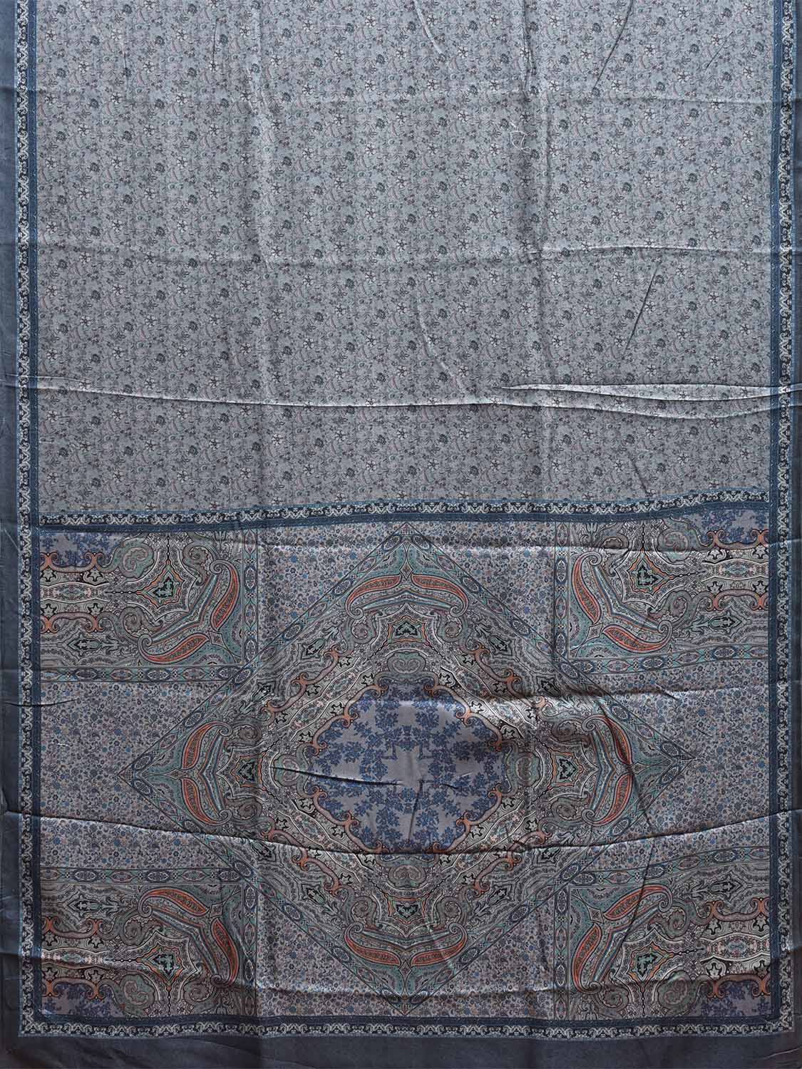 Light Blue Pashmina Print Viscose Saree with Floral Body and Pallu Design o0605