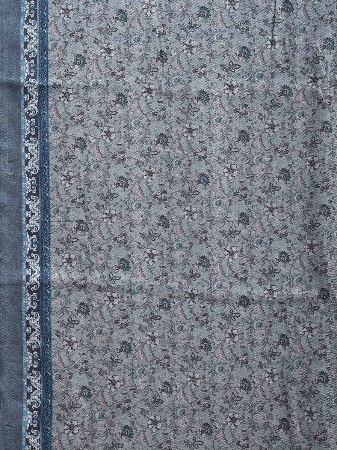 Light Blue Pashmina Print Viscose Saree with Floral Body and Pallu Design o0605