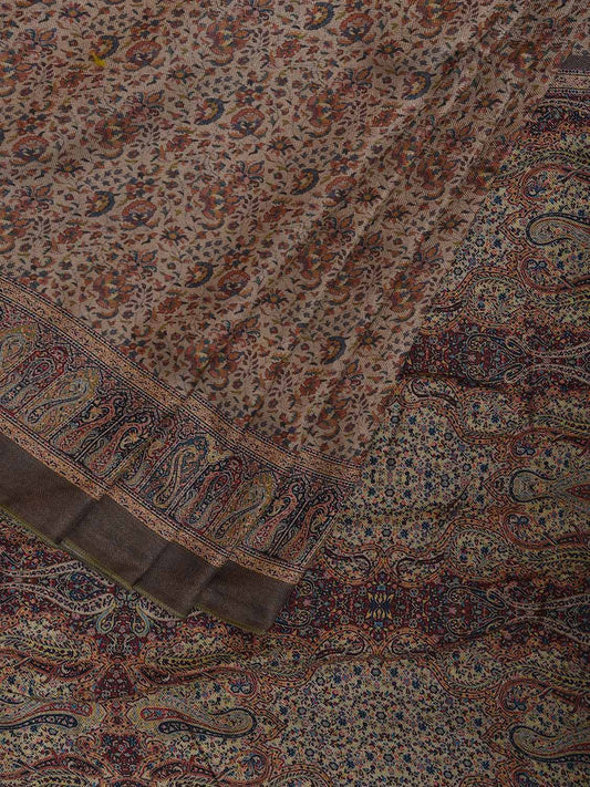 Cream Pashmina Print Viscose Saree with Floral Body and Pallu Design o0606