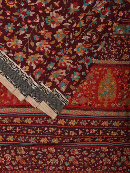 Maroon Digital Print Viscose Saree with Floral Body and Pallu Design o0619