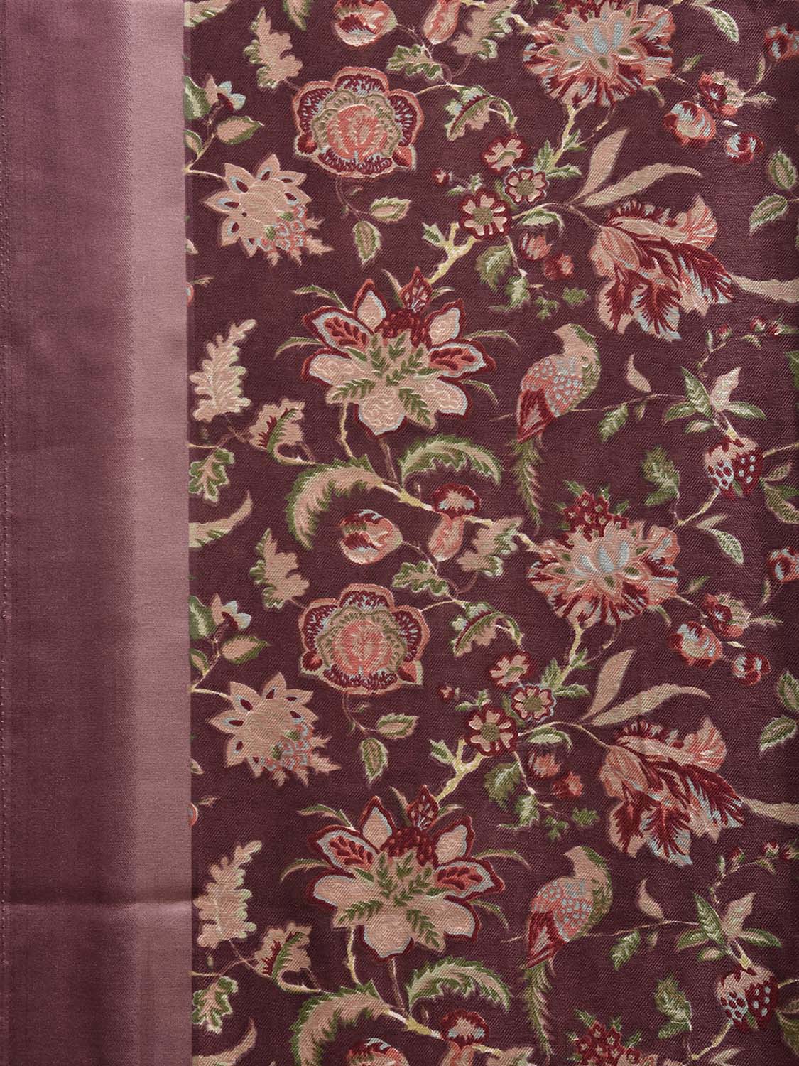 Dark Mauve Digital Print Viscose Saree with Floral Body Design o0621