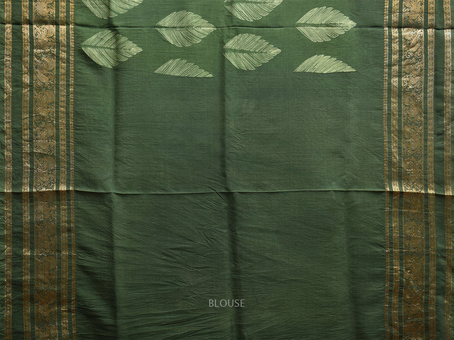 Green Shibori Sico Saree with Leaves Body Grill Pallu and Border Design o0622