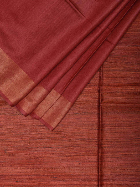 Rust Tussar Saree with Tussar Ghicha Pallu Design o0626