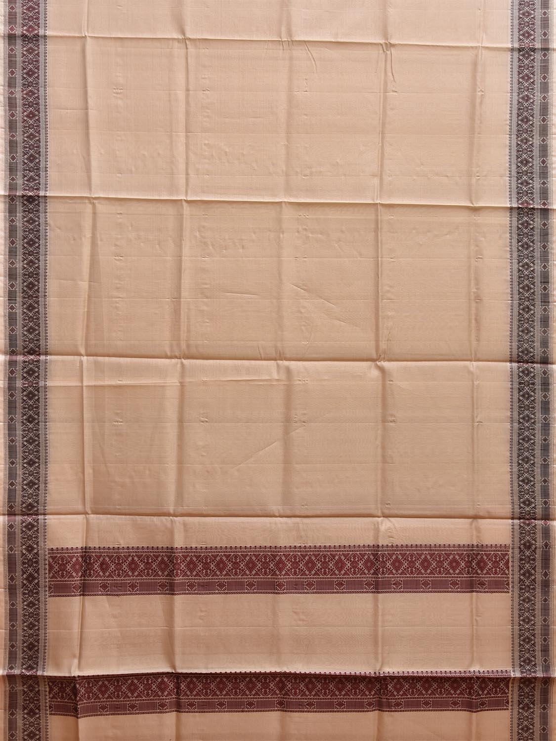 Cream Tussar Plain Saree with Border and Pallu Design o0627