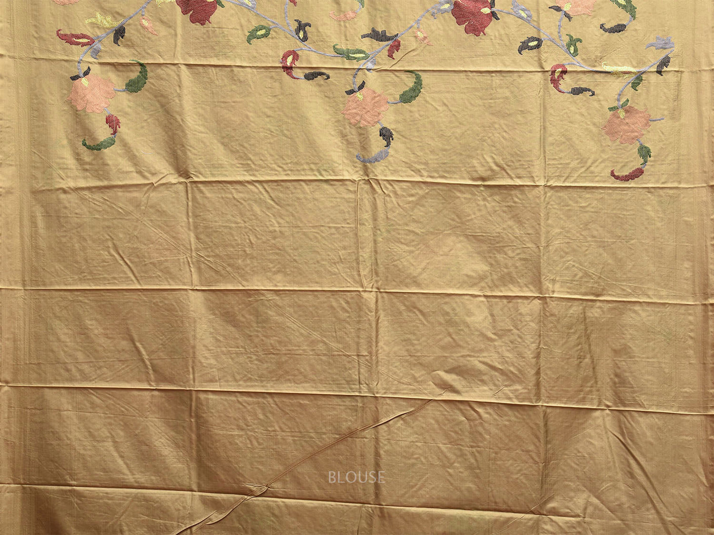 Light Olive Heavy Silk Handloom Saree with Floral Embroidary Work Design o0628