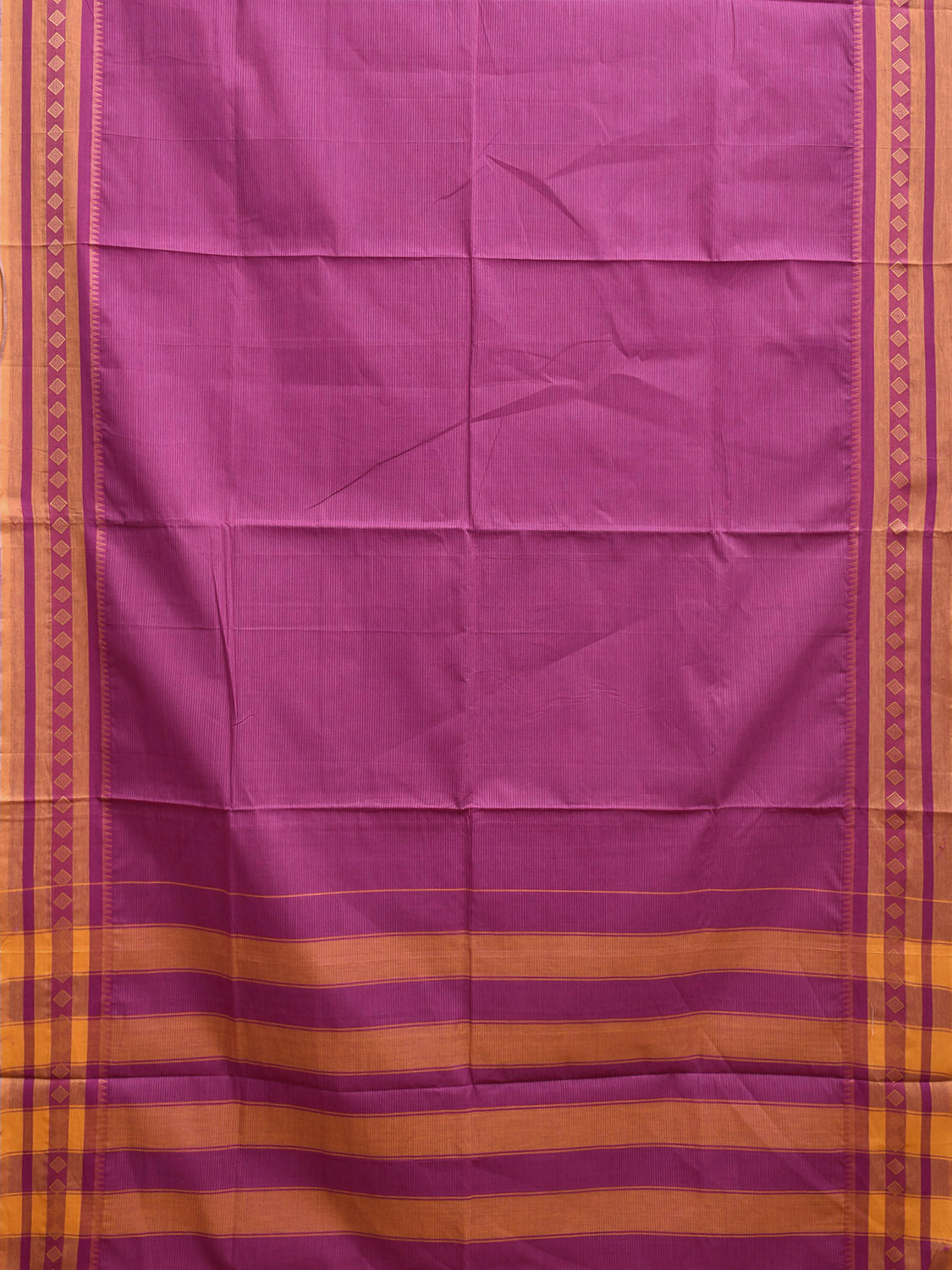 Purple Cotton Saree with Kanchi Border and Strips Pallu Design o0630