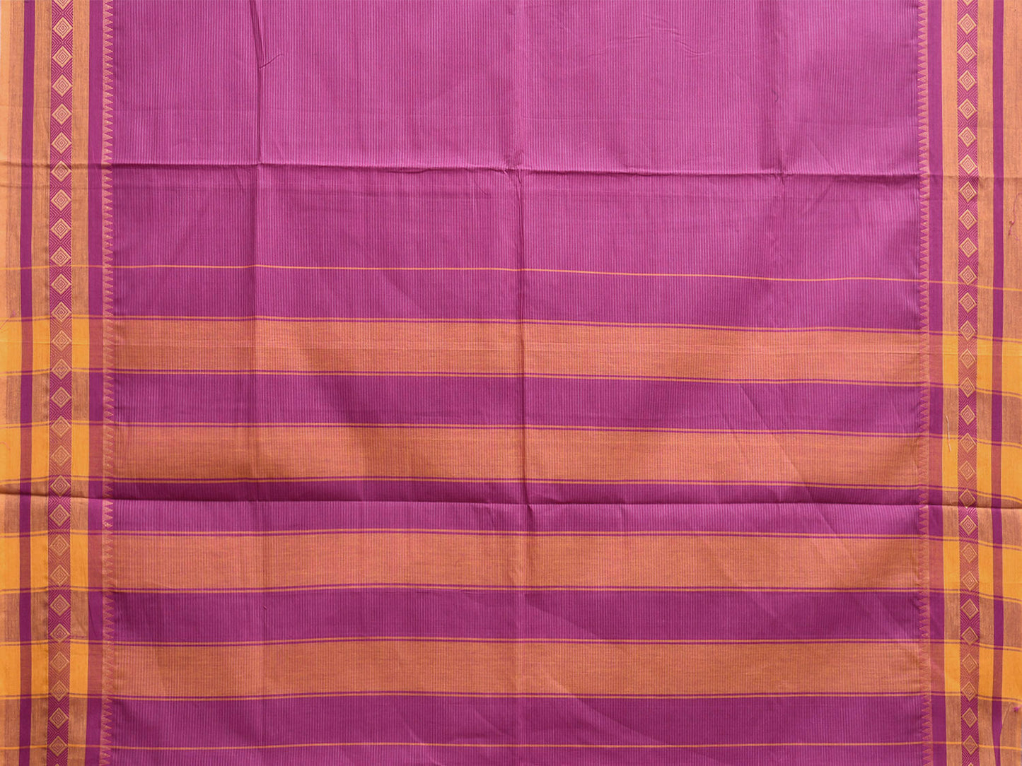 Purple Cotton Saree with Kanchi Border and Strips Pallu Design o0630