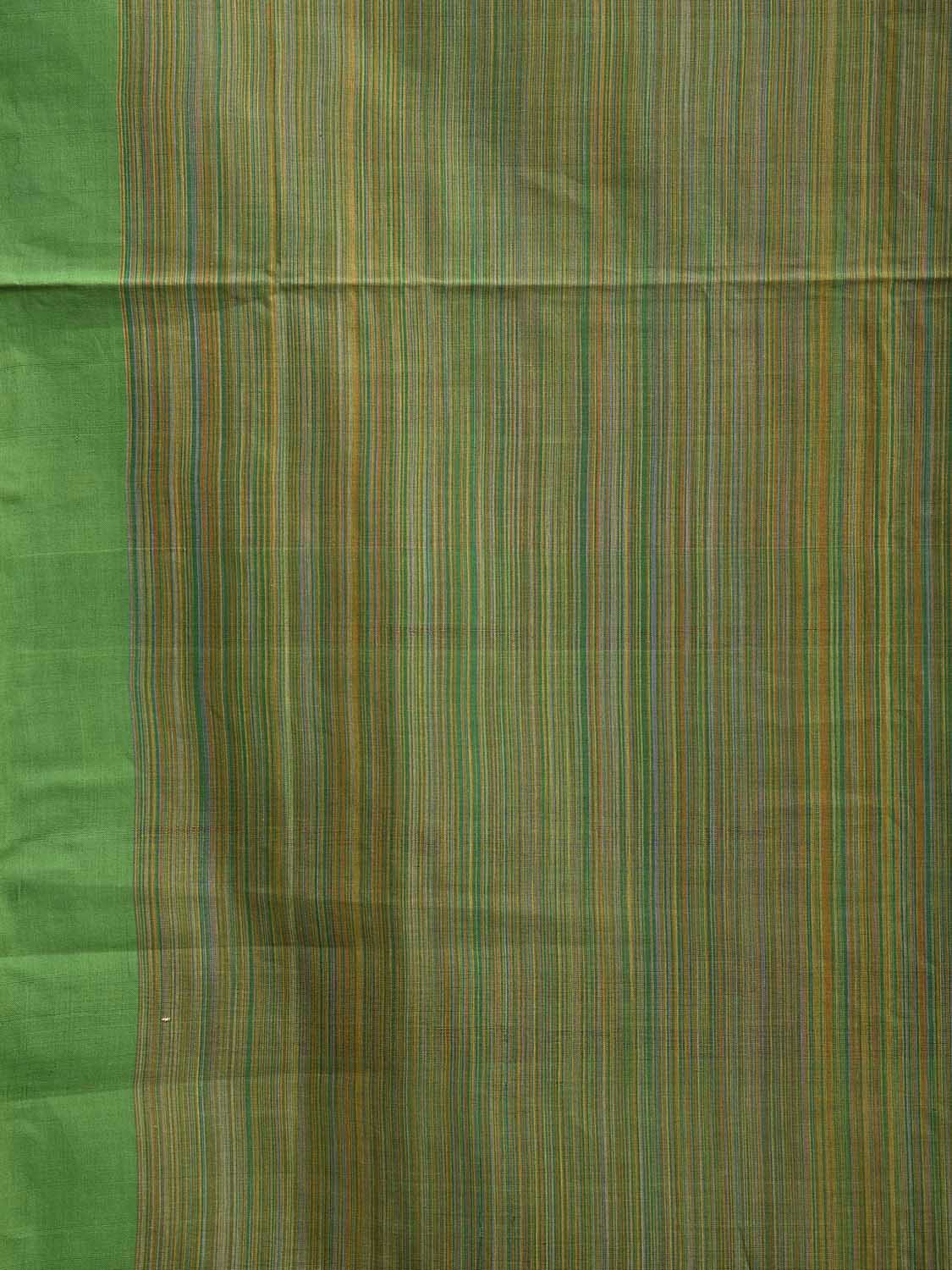 Green and Orange Cotton Saree with Strips Pallu Design o0631