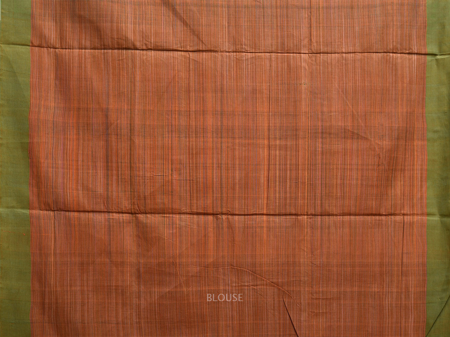 Green and Orange Cotton Saree with Strips Pallu Design o0631