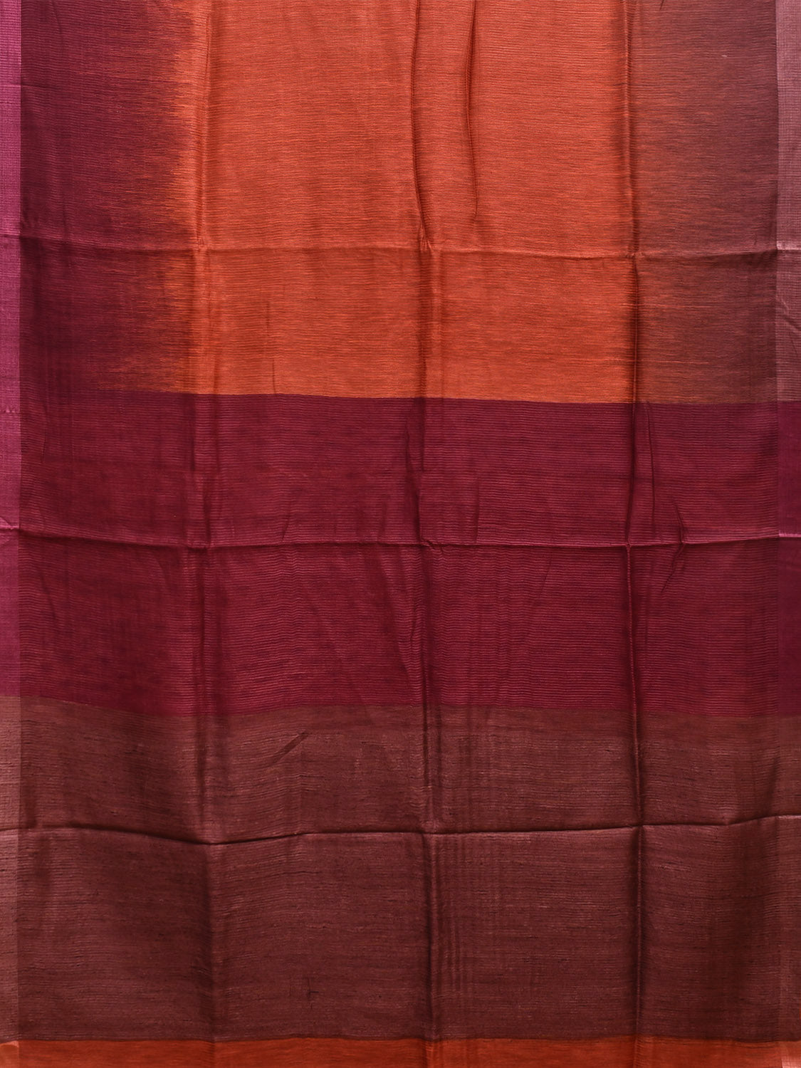 Orange and Maroon Tussar Silk Saree with Contrast Pallu Design o0634
