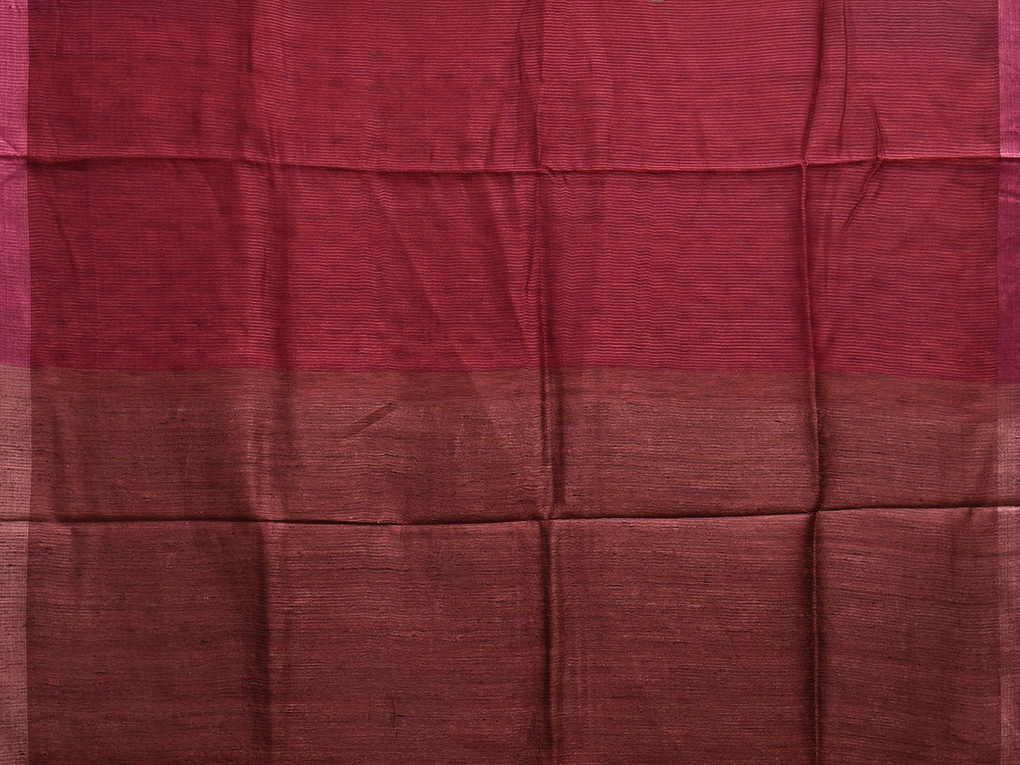 Orange and Maroon Tussar Silk Saree with Contrast Pallu Design o0634