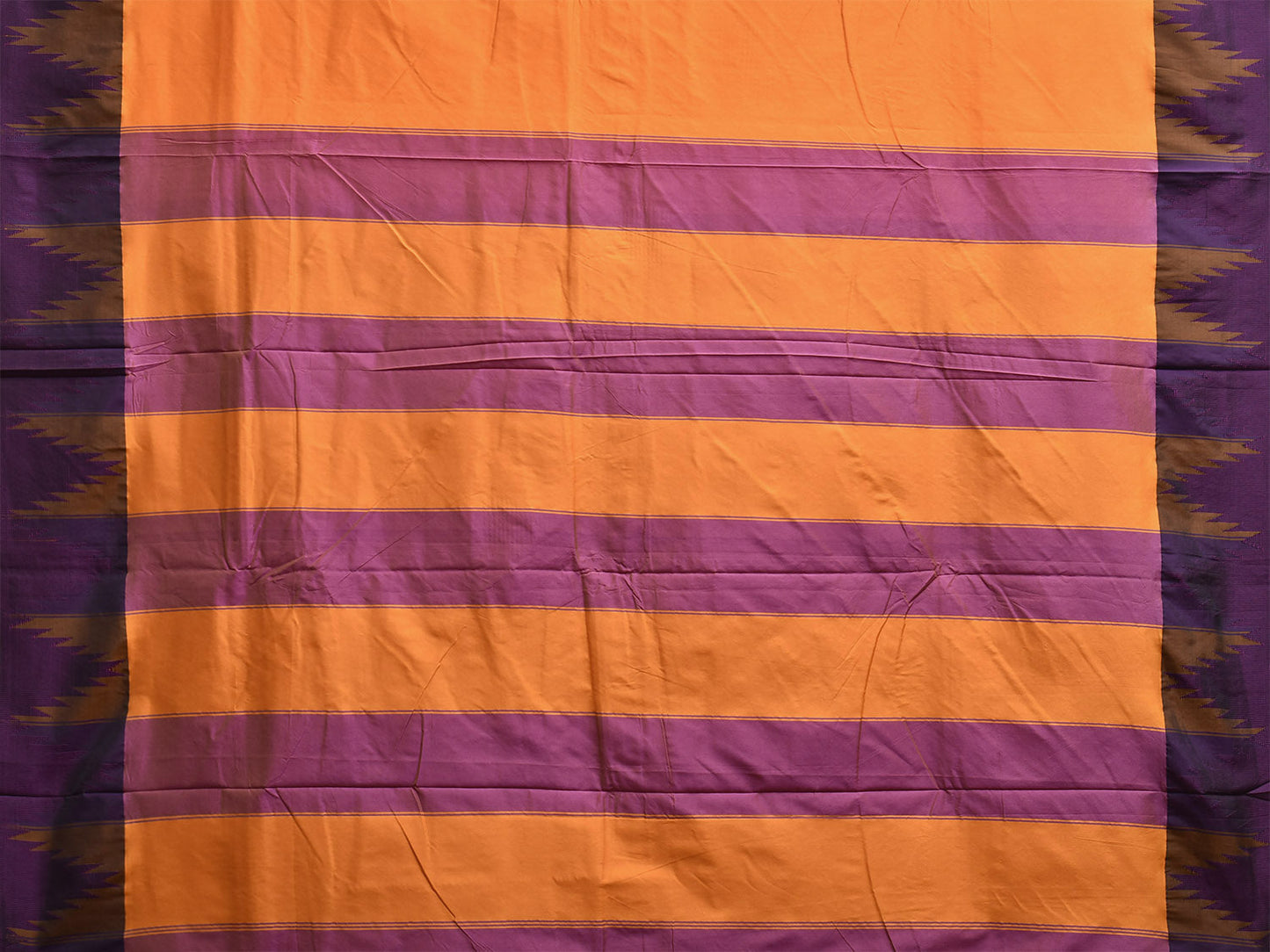 Orange and Purple ilkal Viscose Saree with Temple Border and Strips Pallu Design o0691