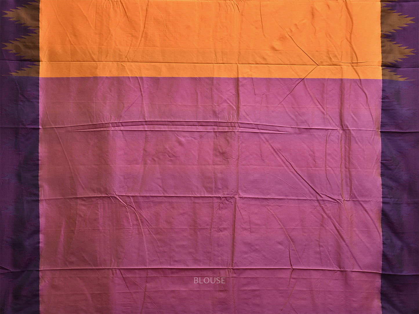 Orange and Purple ilkal Viscose Saree with Temple Border and Strips Pallu Design o0691