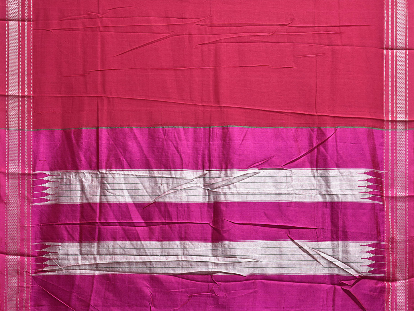 Pink ilkal Cotton Plain Saree with Strips Pallu Design o0692