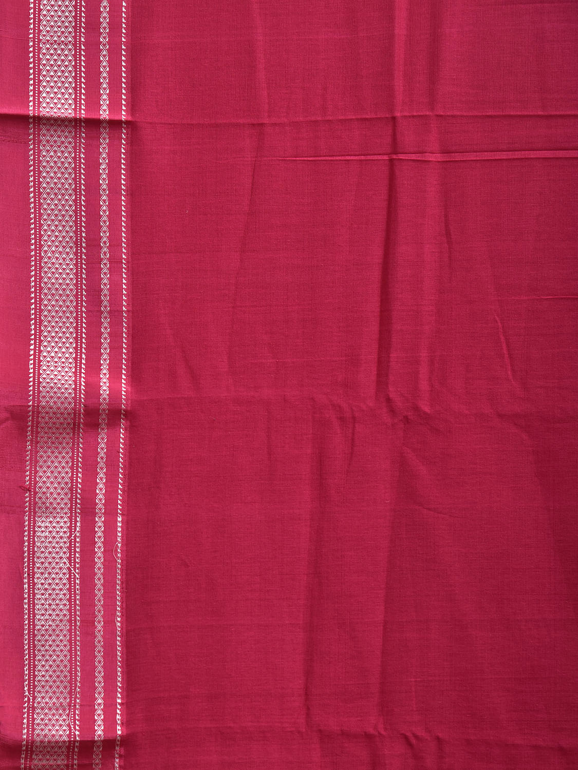 Pink ilkal Cotton Plain Saree with Strips Pallu Design o0692