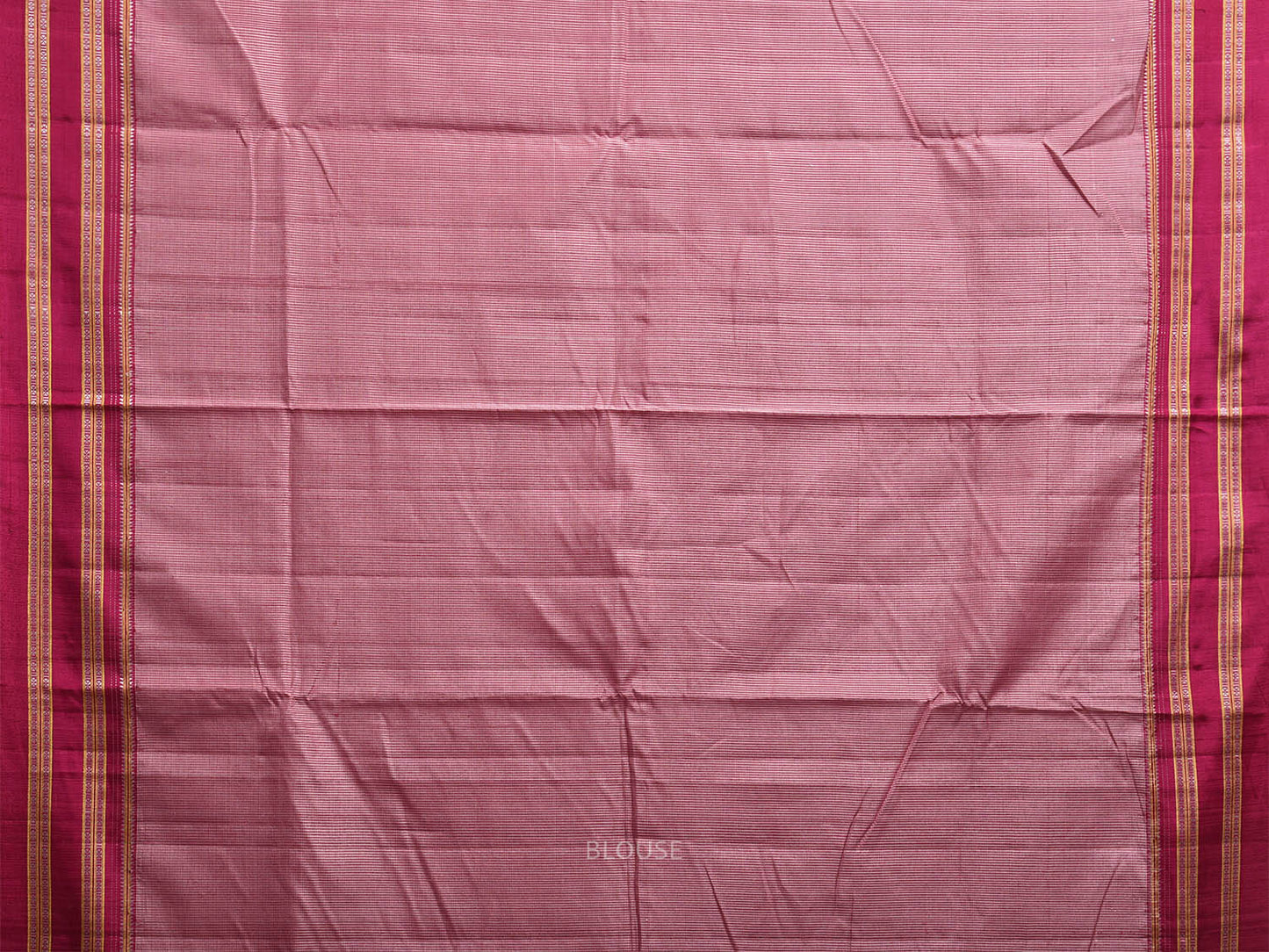 Pink ilkal Viscose Saree with Small Checks and Strips Pallu Design o0694