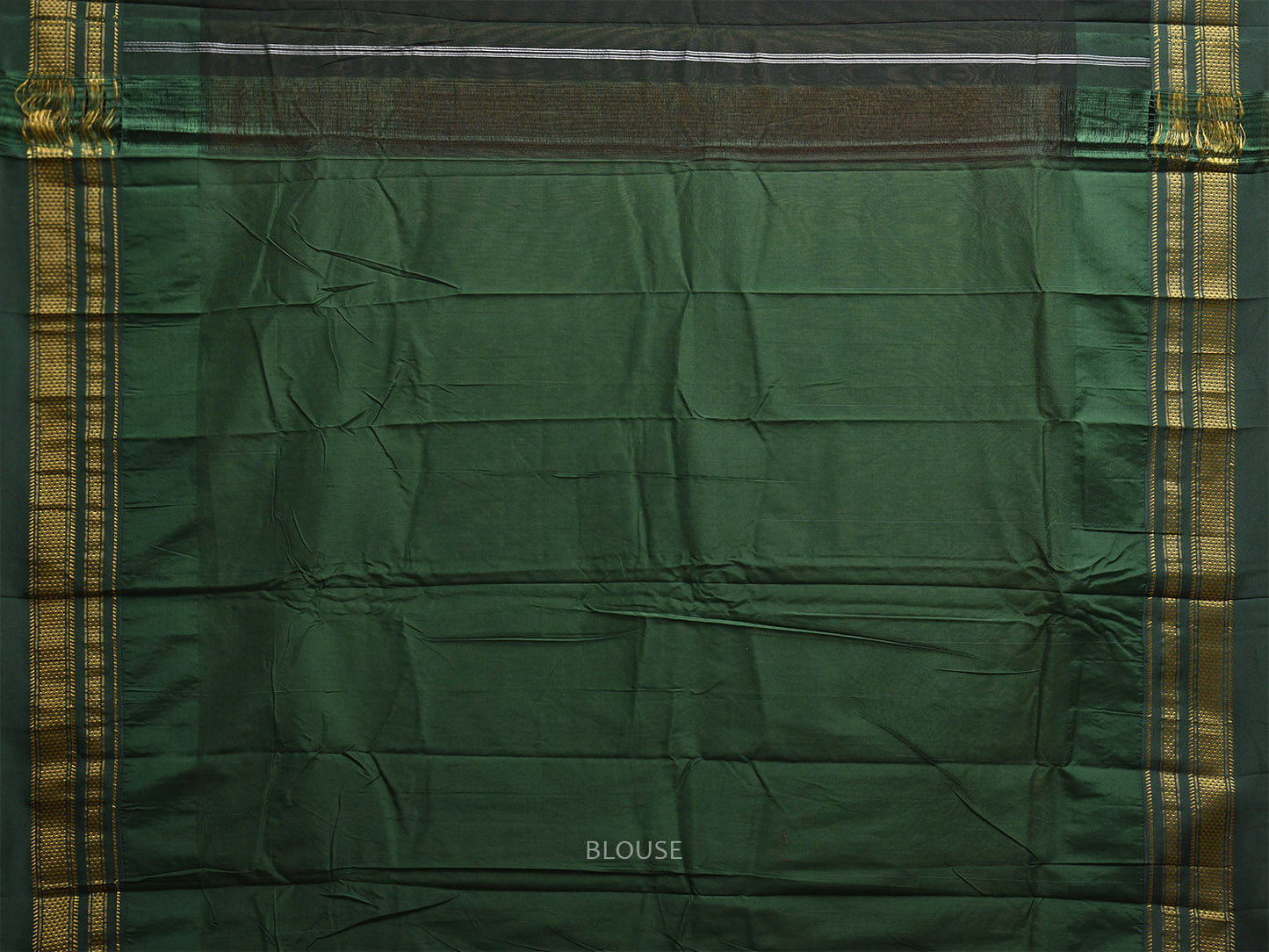 Black and Dark Green ilkal Cotton Viscose Saree with Strips Pallu and Temple Border Design o0695