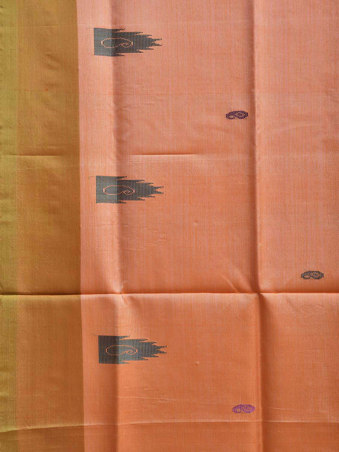 Peach and Sea Green Banana Silk Saree with Small Buta Design o0707