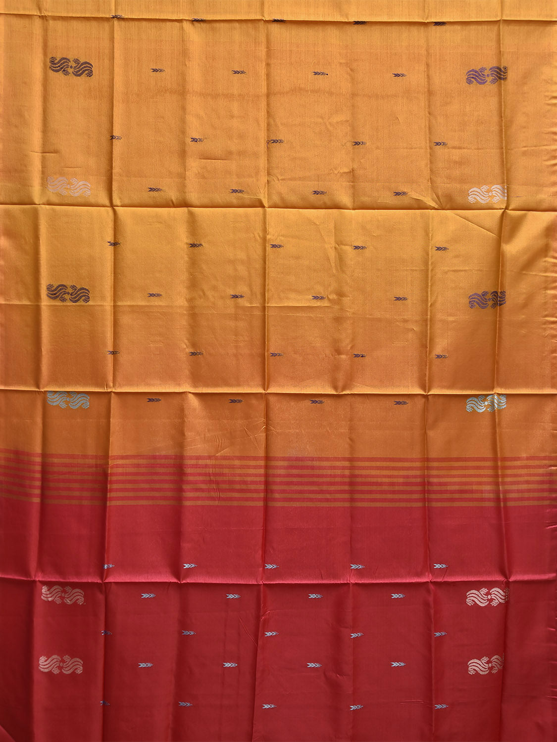 Yellow and Pink Green Banana Silk Saree with Small Buta Design o0708