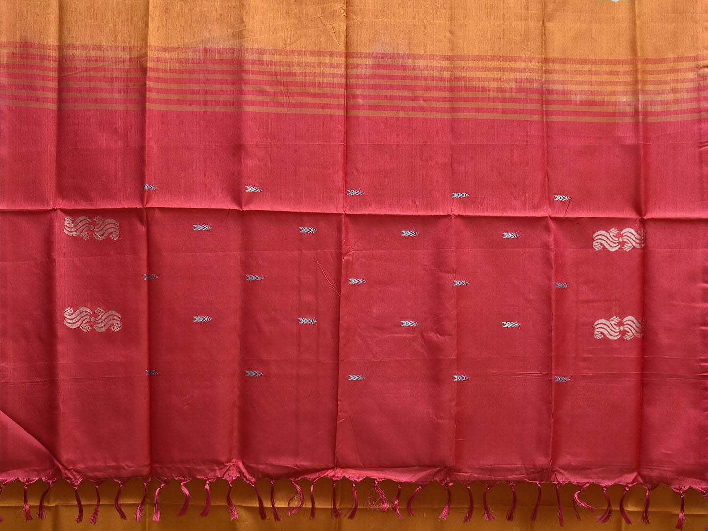 Yellow and Pink Green Banana Silk Saree with Small Buta Design o0708