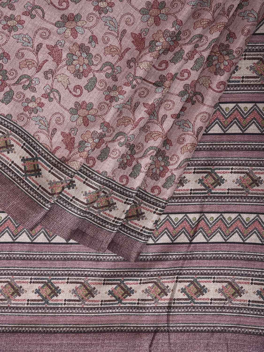 Light Pink Pashmina Print Viscose Saree with Floral Body Design o0723