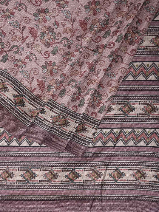 Light Pink Pashmina Print Viscose Saree with Floral Body Design o0723