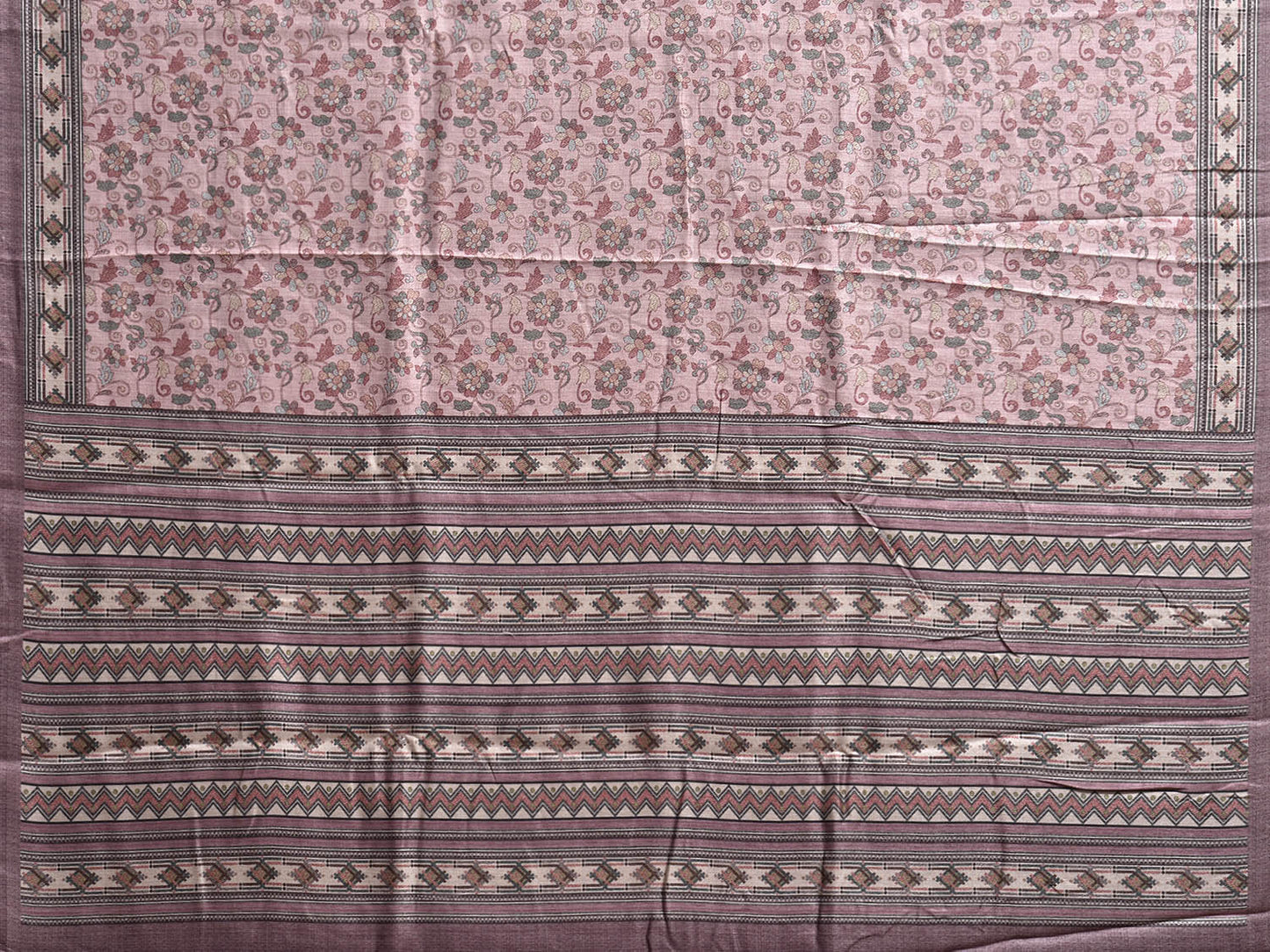 Light Pink Pashmina Print Viscose Saree with Floral Body Design o0723