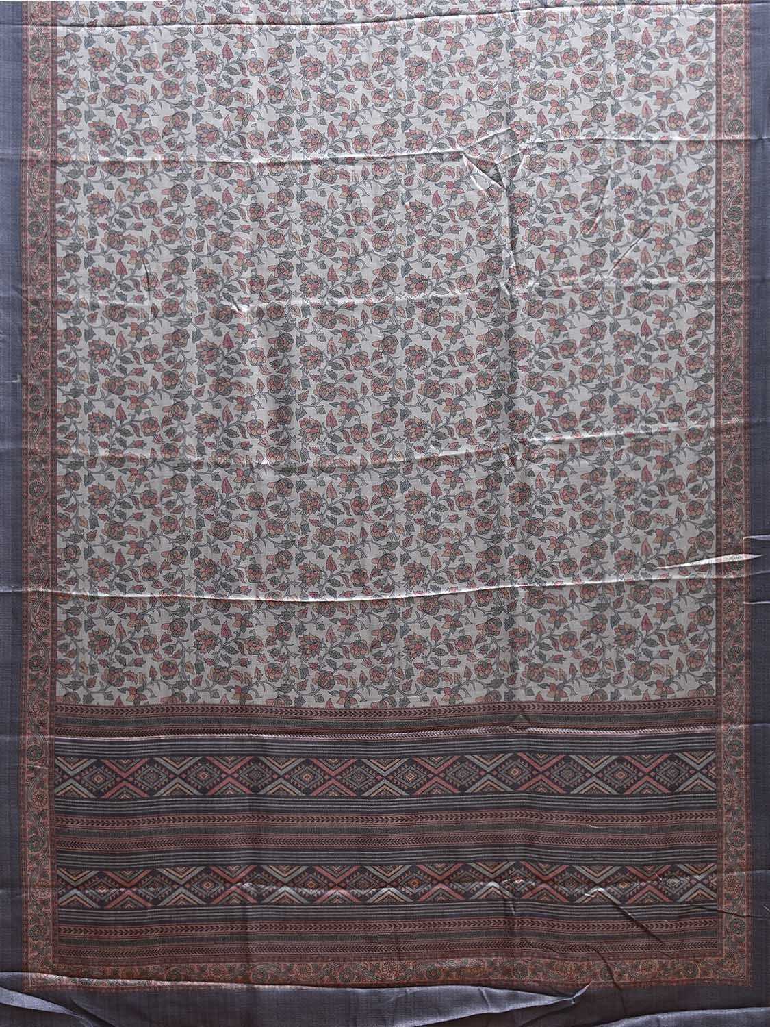 Light Blue Pashmina Print Viscose Saree with Floral Body and Pallu Design o0724